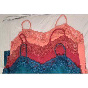 Y2K Van Heusen Womens Medium Tank Top 3-Pack Lace Neck Cami Spaghetti Strap